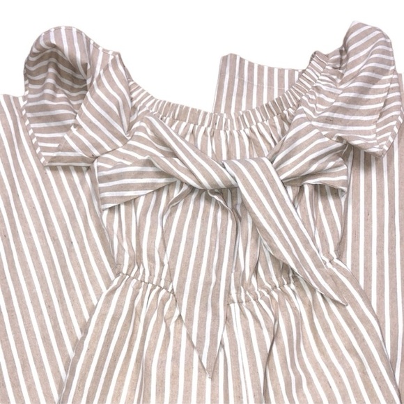 English Factory xsmall tan striped cotton romper - Picture 1 of 11